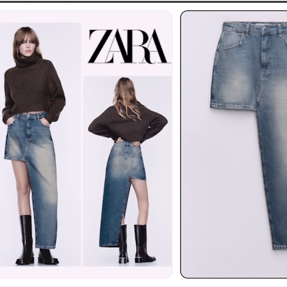 ZARA ASYMMETRIC DENIM SKIRT